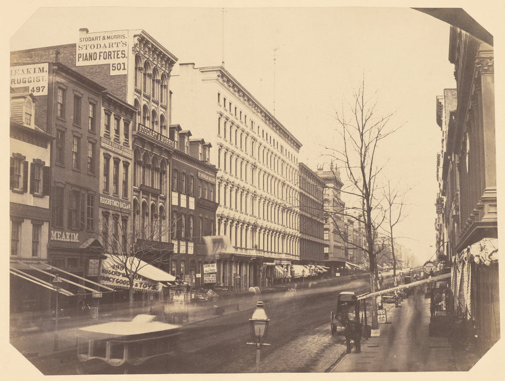 Detail of Broadway, looking north from Broome Street, New York by Silas A. Holmes