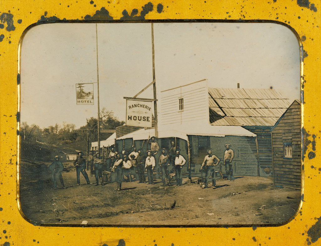 Detail of Street Scene in La Rancheria, California by Carleton Watkins
