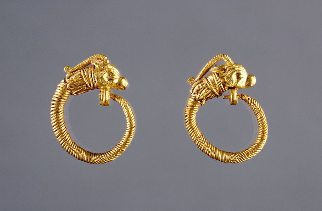 Detail of Hoop Earrings with Antelope Head Finials by Anonymous
