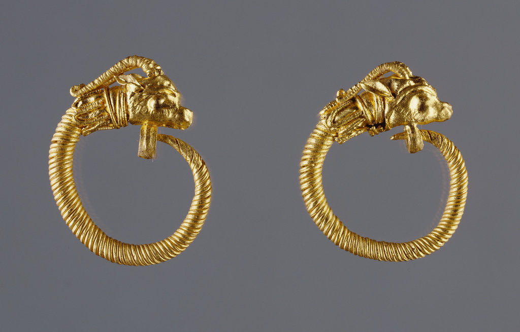 Detail of Hoop Earrings with Antelope-head Finials by Anonymous