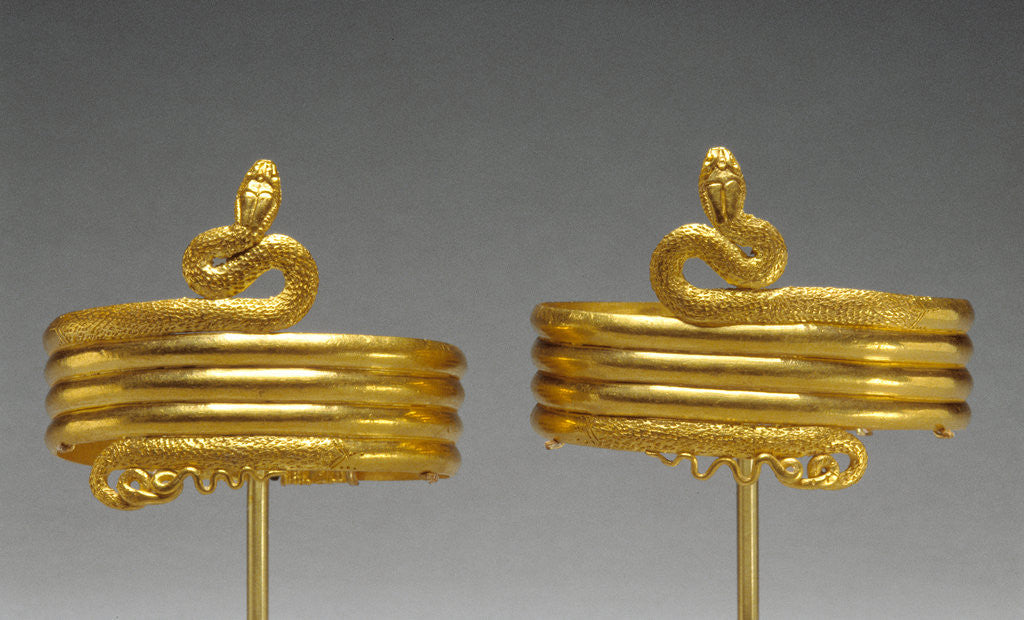 Detail of Pair of upper arm bracelets in the form of a coiled snake by Anonymous