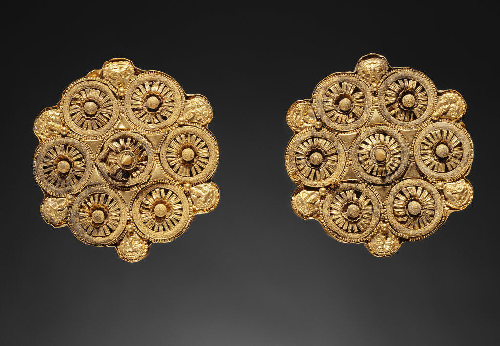 Detail of Pair of Disk Earrings by Anonymous