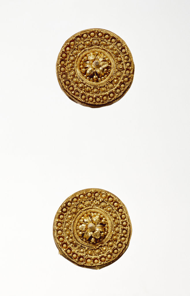 Detail of Pair of Disk Earrings by Anonymous