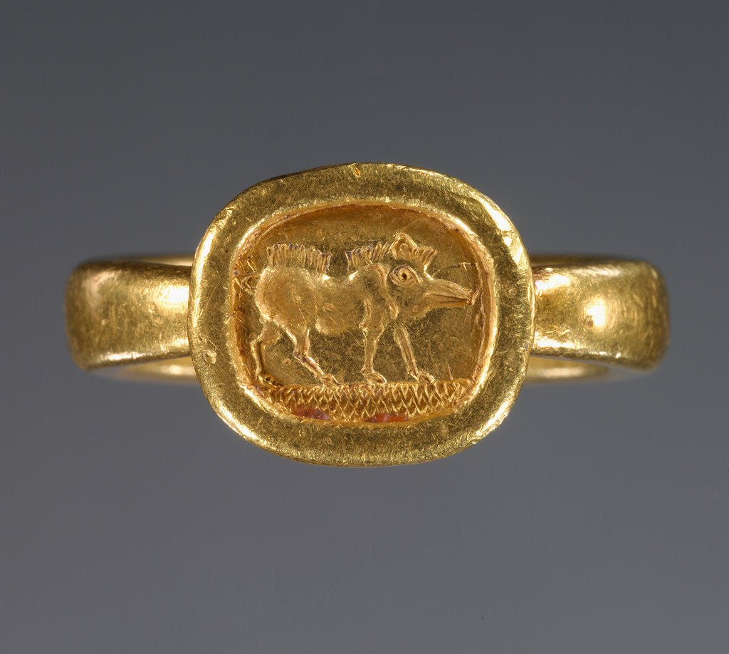 Detail of Ring with engraved bezel by Anonymous