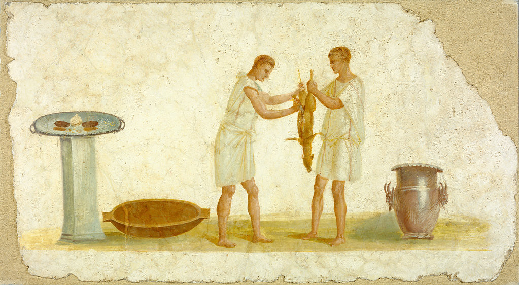 Detail of Fragment of a Fresco Panel with a Meal Preparation by Anonymous