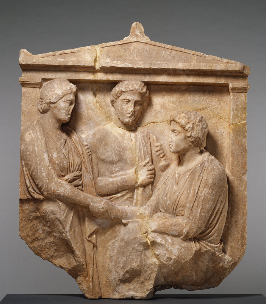 Detail of Grave Naiskos of Theogenis with her Mother, Nikomache, and her Brother Nikodemos by Anonymous