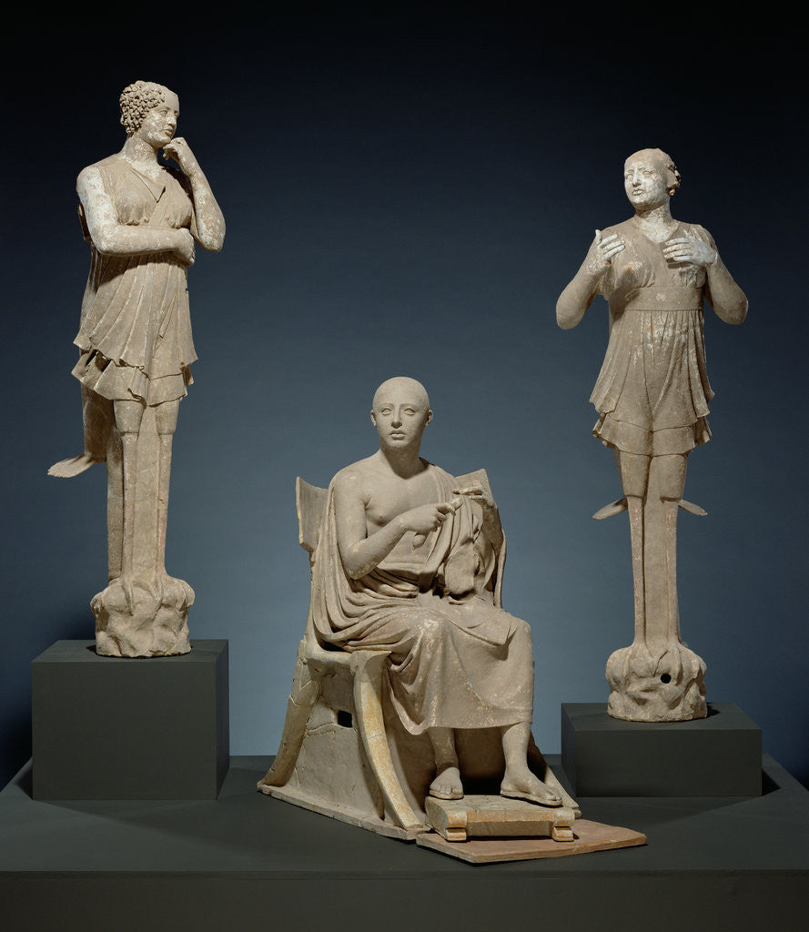 Detail of Sculptural Group of a Seated Poet and Sirens (2) with unjoined fragmentary curls (304) by Anonymous