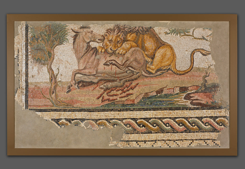 Detail of Mosaic of a Lion Attacking an Onager by Anonymous
