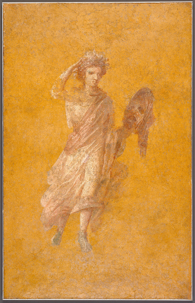 Detail of Fragment of a Yellow Fresco Panel with Muse by Anonymous