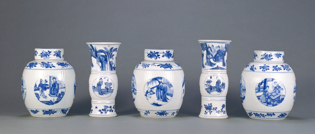 Detail of Garniture of Three Lidded Vases and Two Open Vases by Anonymous