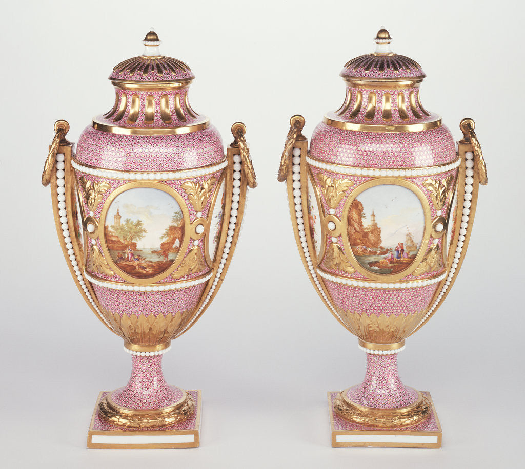 Detail of Pair of Vases (vases Bolvry à perles or vases à cartels Bolvry) by Vincent Taillandier