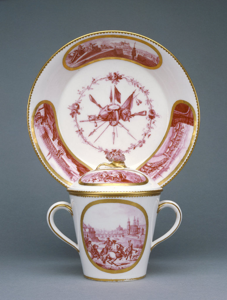 Detail of Covered Cup and Saucer (gobelet à lait et soucoupe, deuxième grandeur) by Sèvres Manufactory