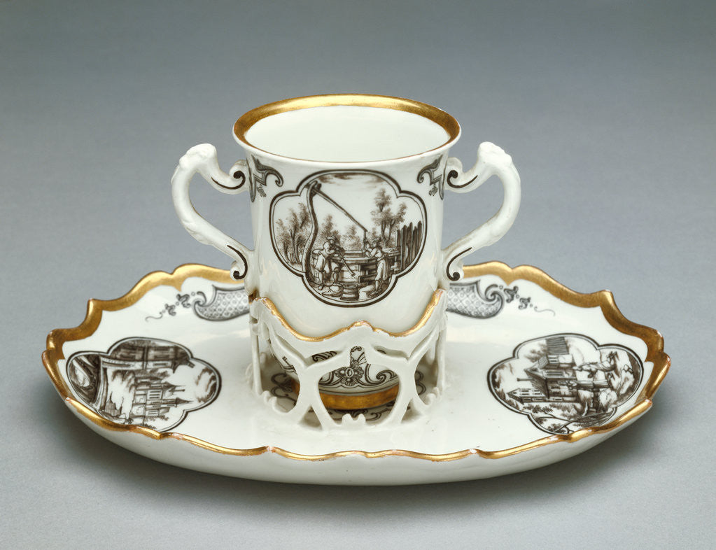 Detail of Cup and Saucer (Trembleuse) by Du Paquier Porcelain Manufactory