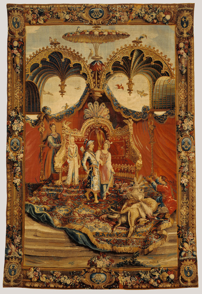 Detail of Tapestry: Le Retour de la chasse, from L'Histoire de l'empereur de la Chine Series by Anonymous