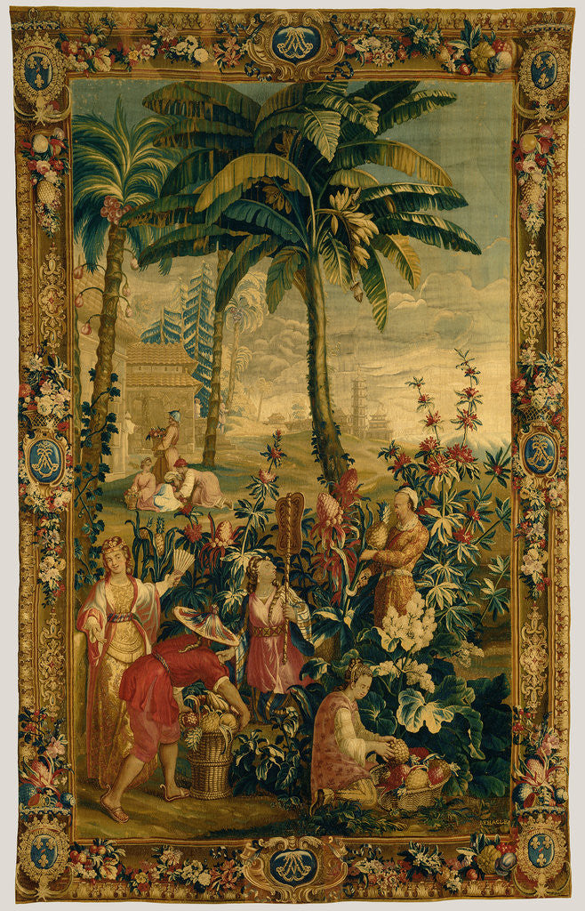 Detail of Tapestry: La Récolte des ananas, from L'Histoire de l'empereur de la Chine Series by Anonymous