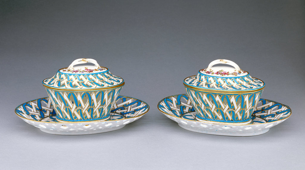 Detail of Pair of Lidded Chestnut Bowls (marronnières à ozier) by François-Firmin Dufresne