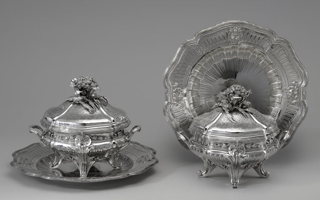 Detail of Pair of Lidded Tureens, Liners, and Stands by Thomas Germain