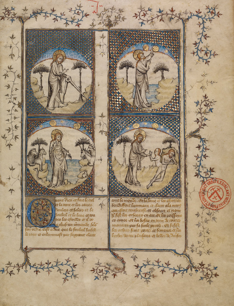 Detail of Scenes from the Creation by First Master of the Bible historiale of Jean de Berry