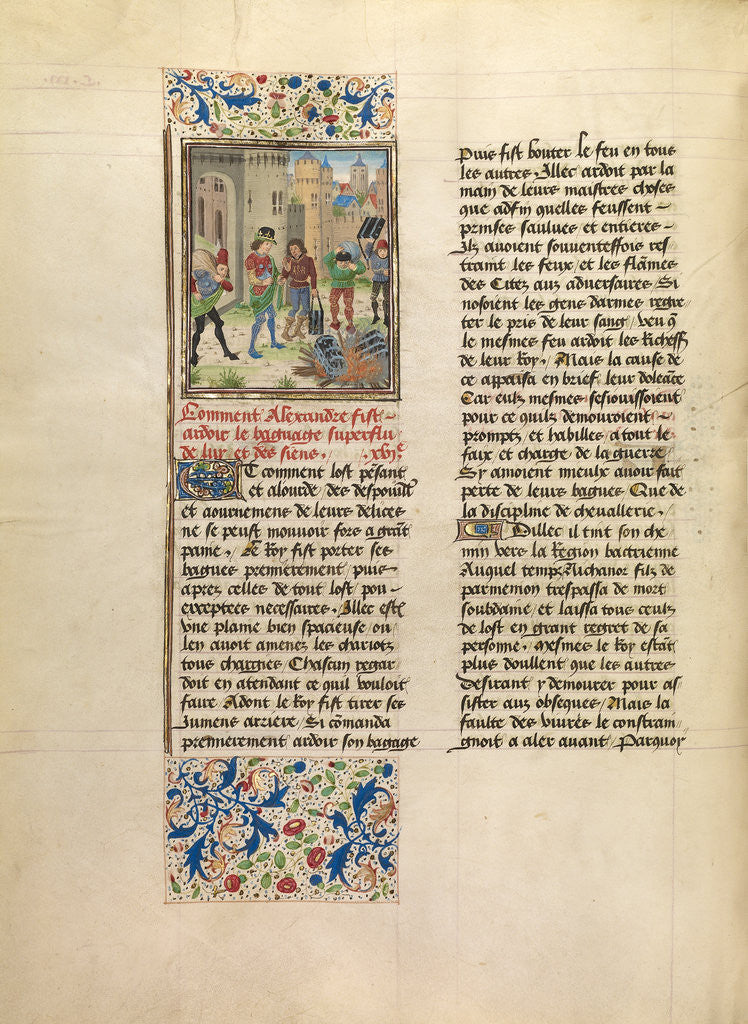 Detail of Alexander Orders the Destruction of His Army's Excess Baggage by Master of the Jardin de vertueuse consolation and assistant
