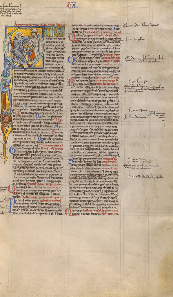 Detail of Initial Q: An Abbot Receiving a Child by Anonymous