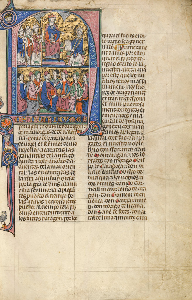 Detail of Initial N: Vidal de Canellas Offering His Text to King James by Anonymous