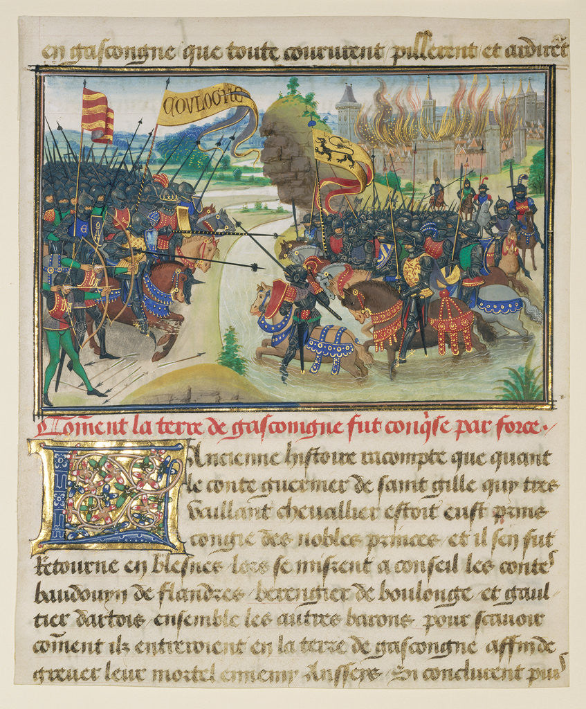 Detail of The Conquest of Gasgogne by the Armies of Luxembourg, Boulogne, and Artois by Loyset Liédet