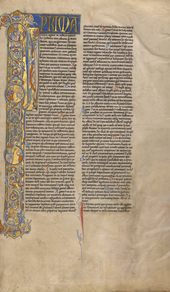 Detail of Initial I: Scenes of Secular and Ecclesiastical Justice by Anonymous