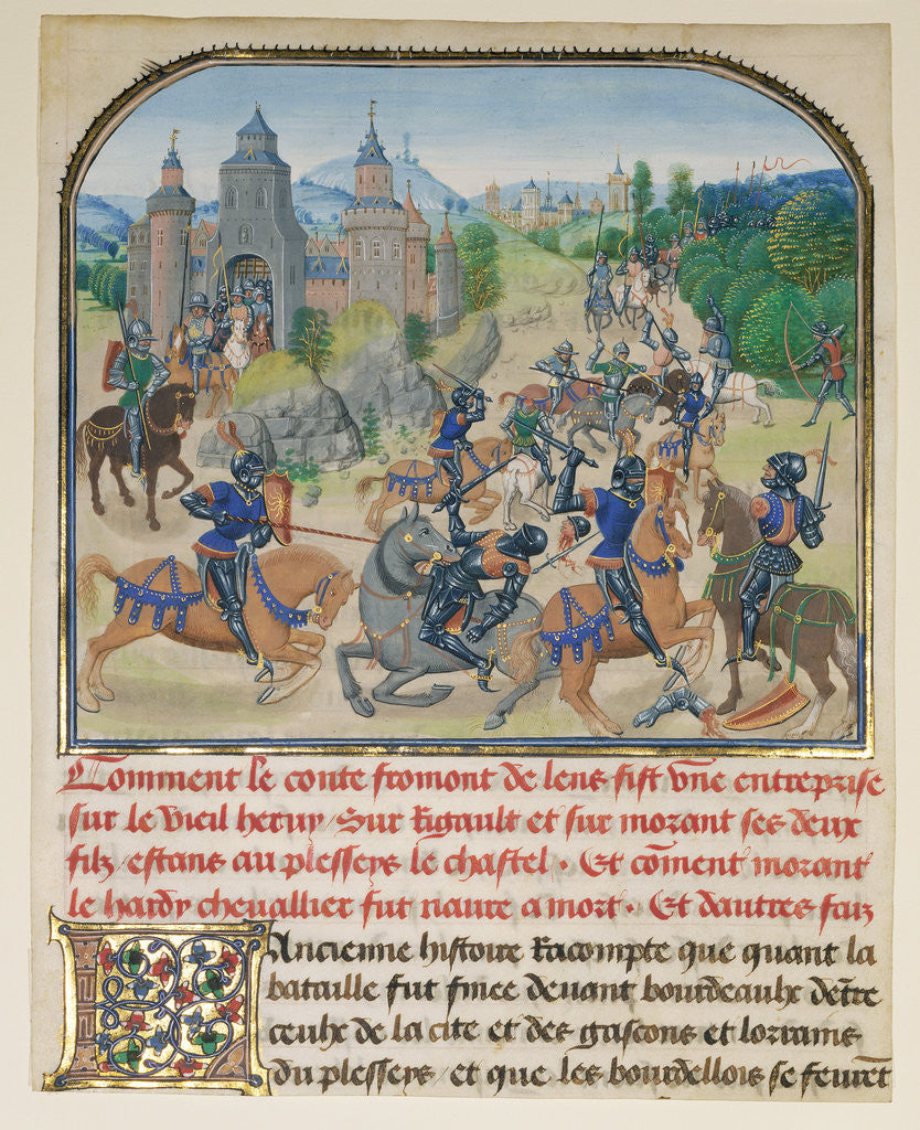 Detail of Fromont de Lens Leaving Bordeaux and the Battle against the Army of Gasgogne by Loyset Liédet