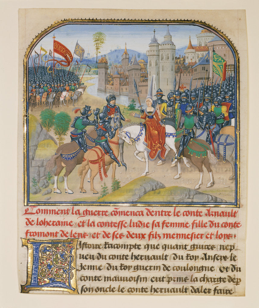 Detail of The Battle Between Arnault de Lorraine and His Wife Lydia by Loyset Liédet