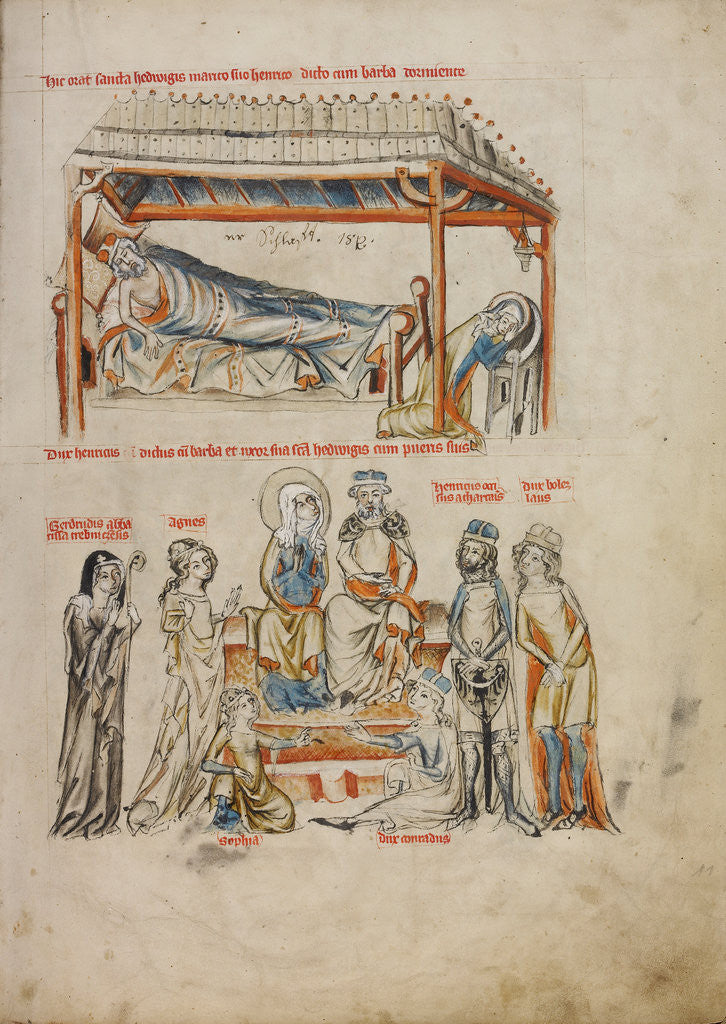 Detail of Heinrich Sleeping and Saint Hedwig Praying, Heinrich and Saint Hedwig with Their Children by Court workshop of Duke Ludwig I of Liegnitz and Brieg