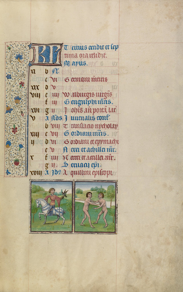 Detail of A Man Hawking, Zodiacal Sign of Gemini by Workshop of Willem Vrelant