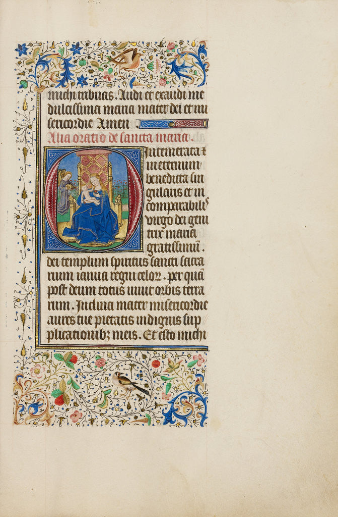 Detail of Initial O: The Virgin and Child Enthroned by Master of the Llangattock Hours