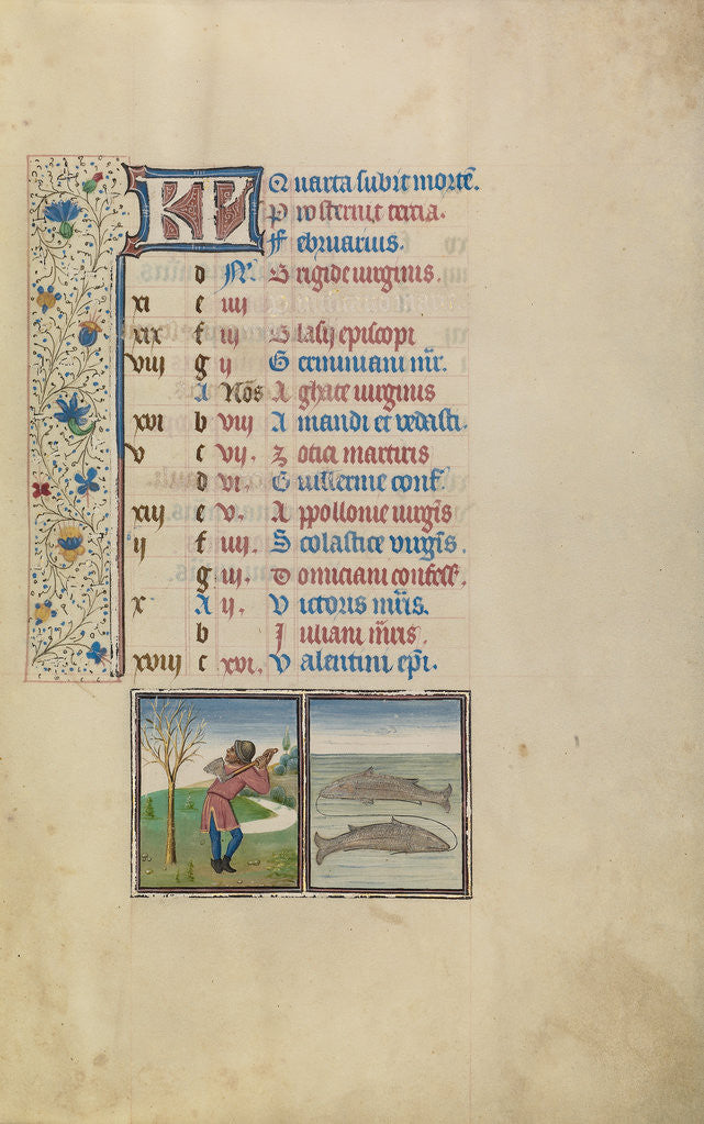 A Man Chopping a Tree, Zodiacal Sign of Pisces by Workshop of Willem Vrelant