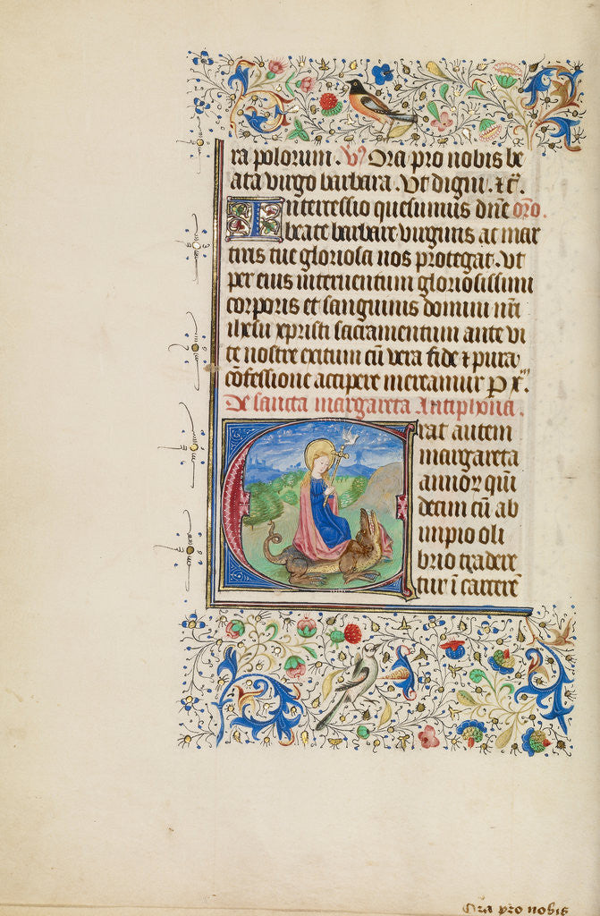 Detail of Initial E: Saint Margaret and a Dragon by Master of the Llangattock Hours