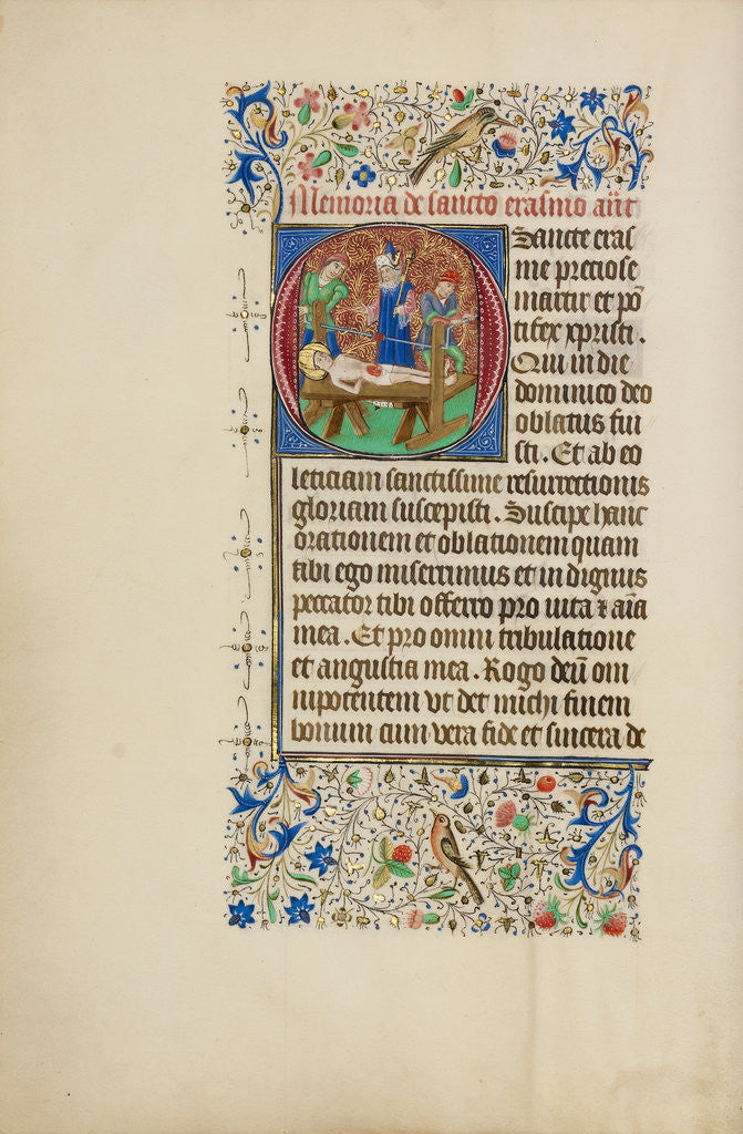 Detail of Initial O: The Martyrdom of Saint Erasmus by Master of the Llangattock Hours