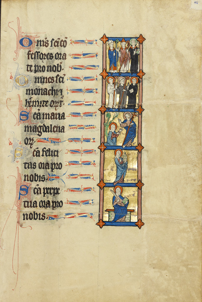 Detail of Two Bishops and a Nimbed Priest, Two Nimbed Abbots and a Nimbed Monk, Noli me tangere, Saint Felicity with an Ointment Jar, Saint Perpetua with a Book and a Martyr's Palm by Anonymous