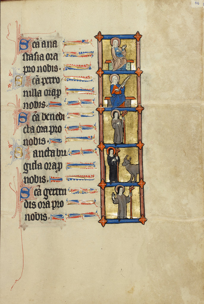 Detail of Saint Anastasia Enthroned, Saint Petronilla, Abbess Benedicta with a Crosier, Abbess Bridget with a Crosier, Abbess Gertrude with a Crosier by Anonymous