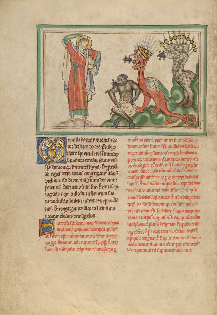 Detail of Unclean Spirits Issuing from the Mouths of the Dragon, the Beast, and the False Prophet by Anonymous