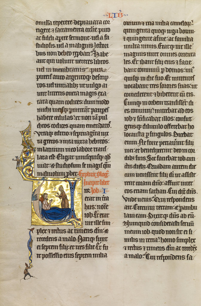 Detail of Initial V: Job Derided by his Wife by Anonymous