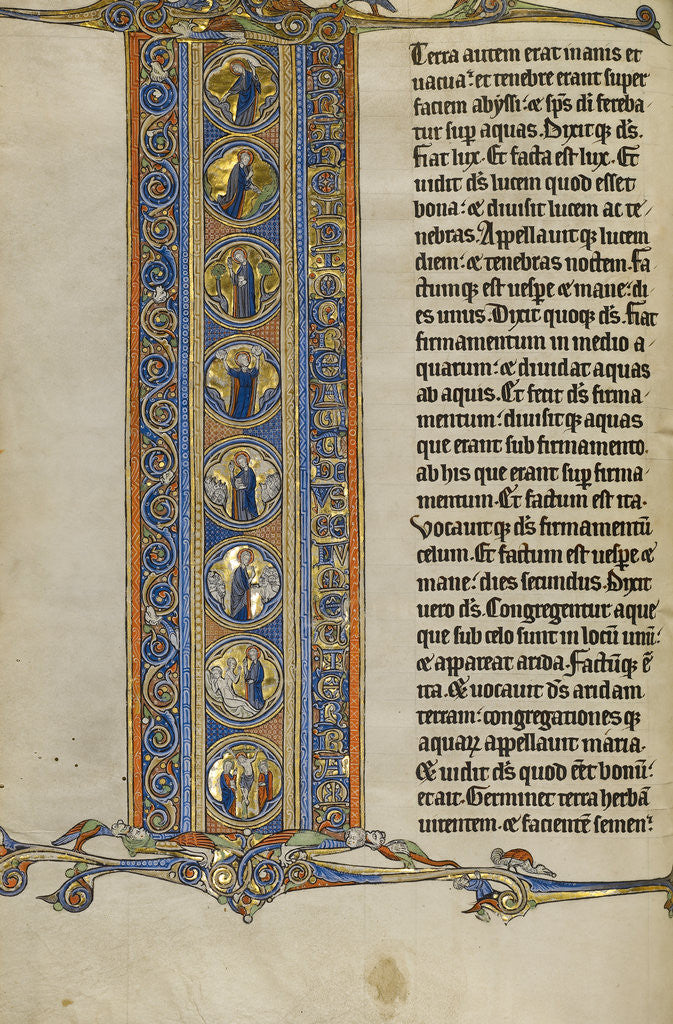 Detail of Initial I: Scenes of the Creation of the World and the Crucifixion by Anonymous