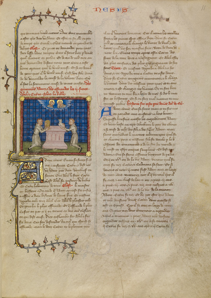 Detail of Cain and Abel Offering Gifts by Master of Jean de Mandeville