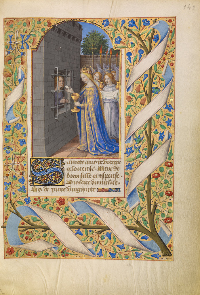 Detail of Saint Avia in Prison Receiving Communion from the Virgin by Jean Bourdichon