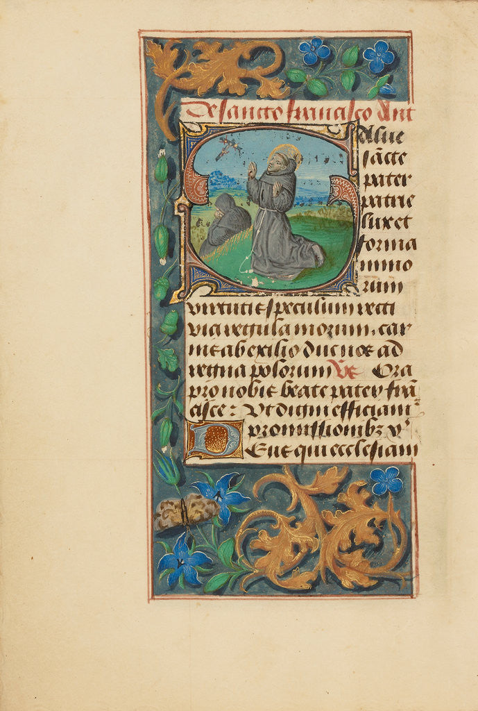Detail of Initial S: The Stigmatization of Saint Francis by Master of the Dresden Prayer Book