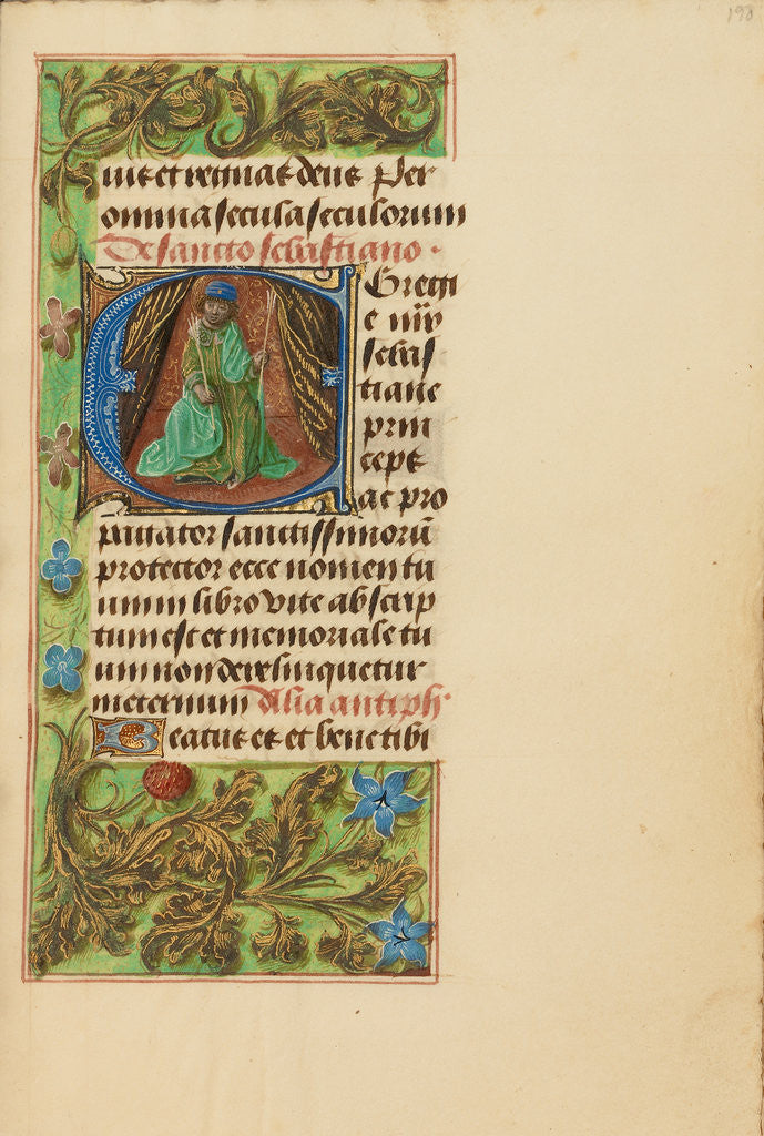 Detail of Initial E: Saint Sebastian by Master of the Dresden Prayer Book