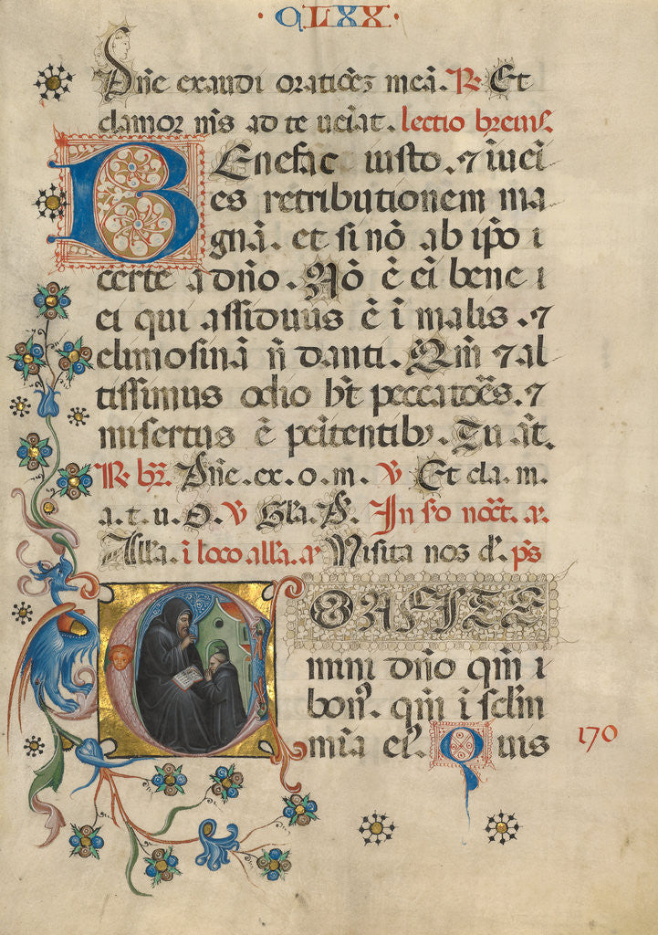 Detail of Initial C: Saint Benedict Blessing Maurus by Anonymous