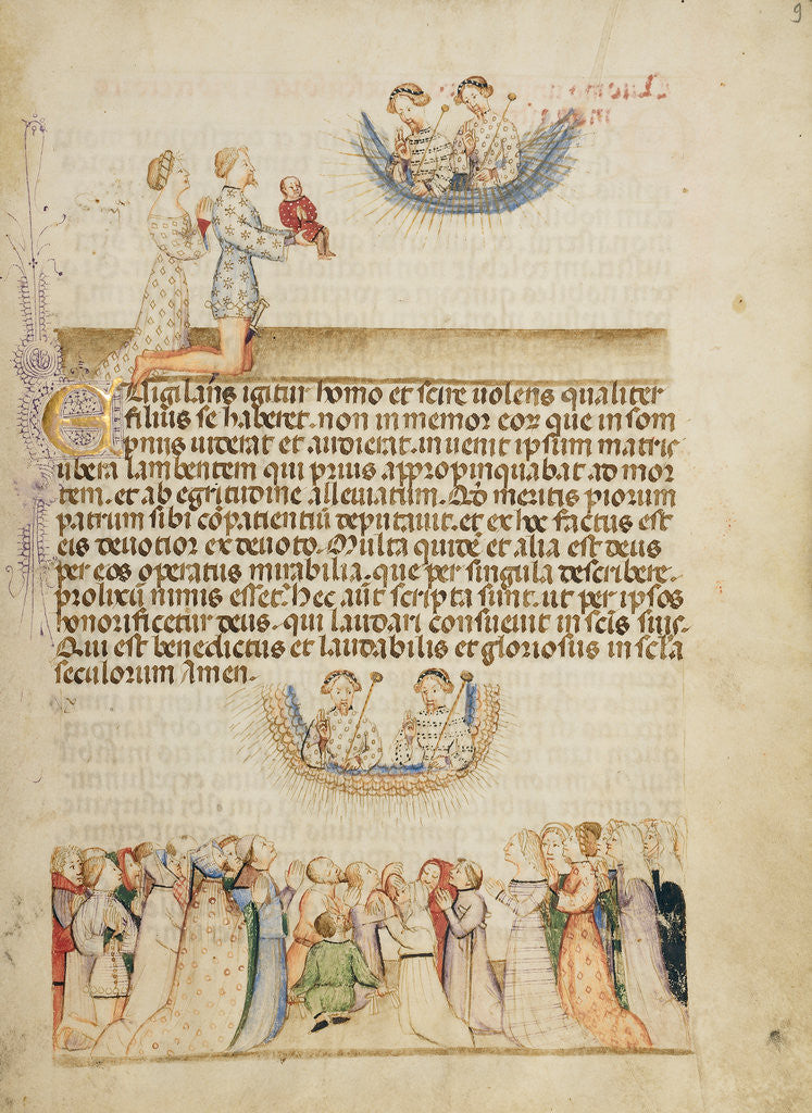 Detail of Leone Otasso and His Wife Presenting Their Sick Son to Saints Aimo and Vermondo, A Crowd of Lay Worshippers Giving Thanks by Anovelo da Imbonate