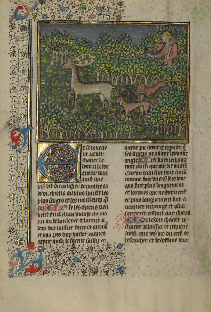 Detail of A Hunter and Dogs Pursuing a Fallow Deer by Anonymous