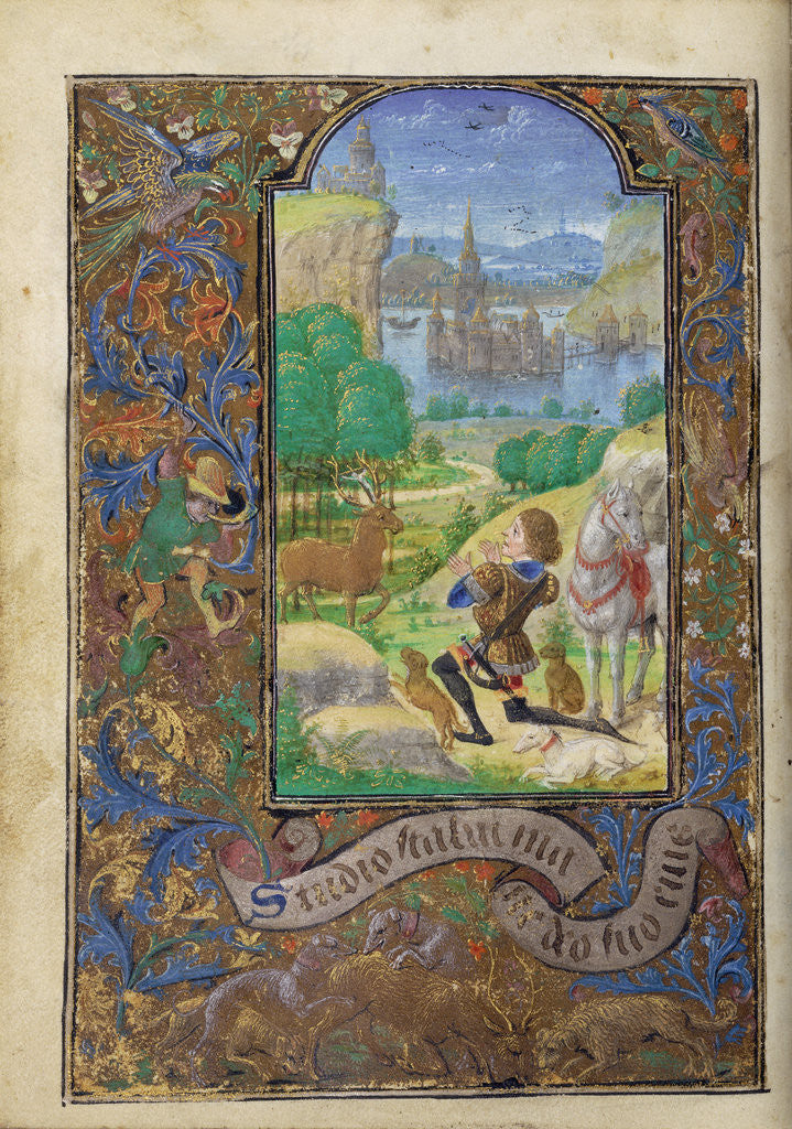 Detail of Saint Hubert by Lieven van Lathem