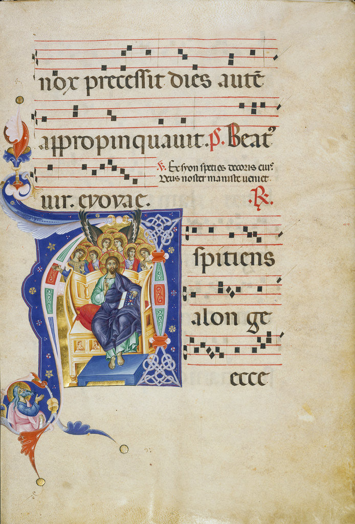 Detail of Initial A: Christ in Majesty by Master of Gerona