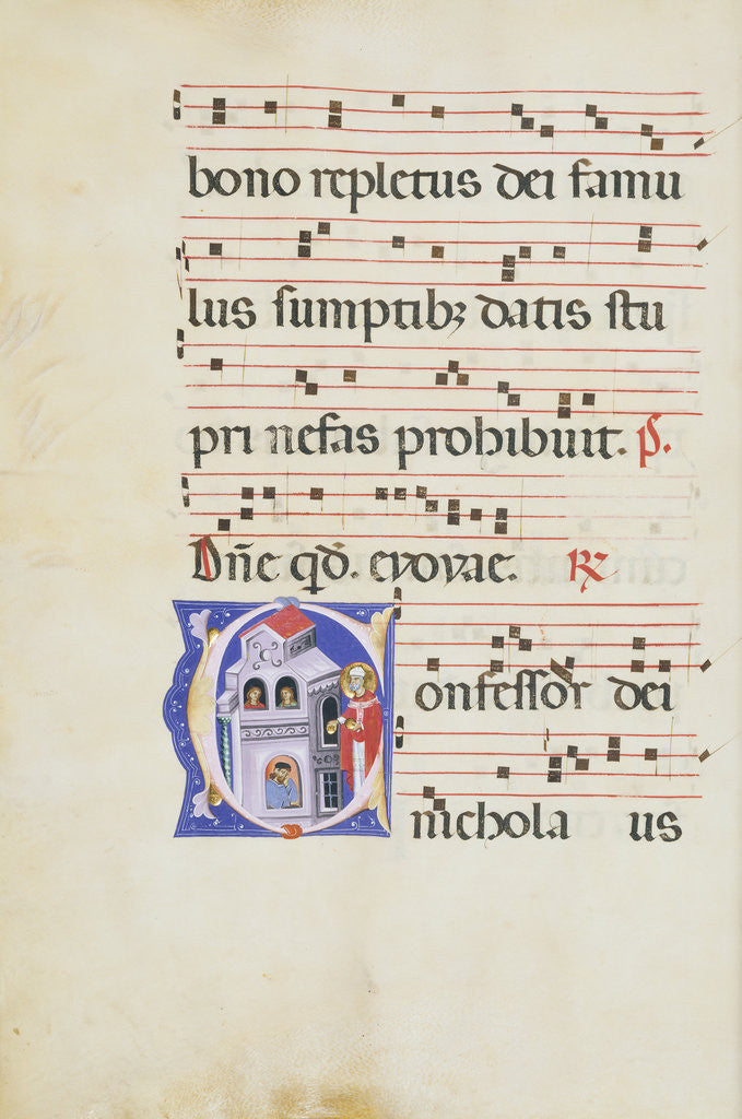 Detail of Initial C: Saint Nicholas by Master of Gerona